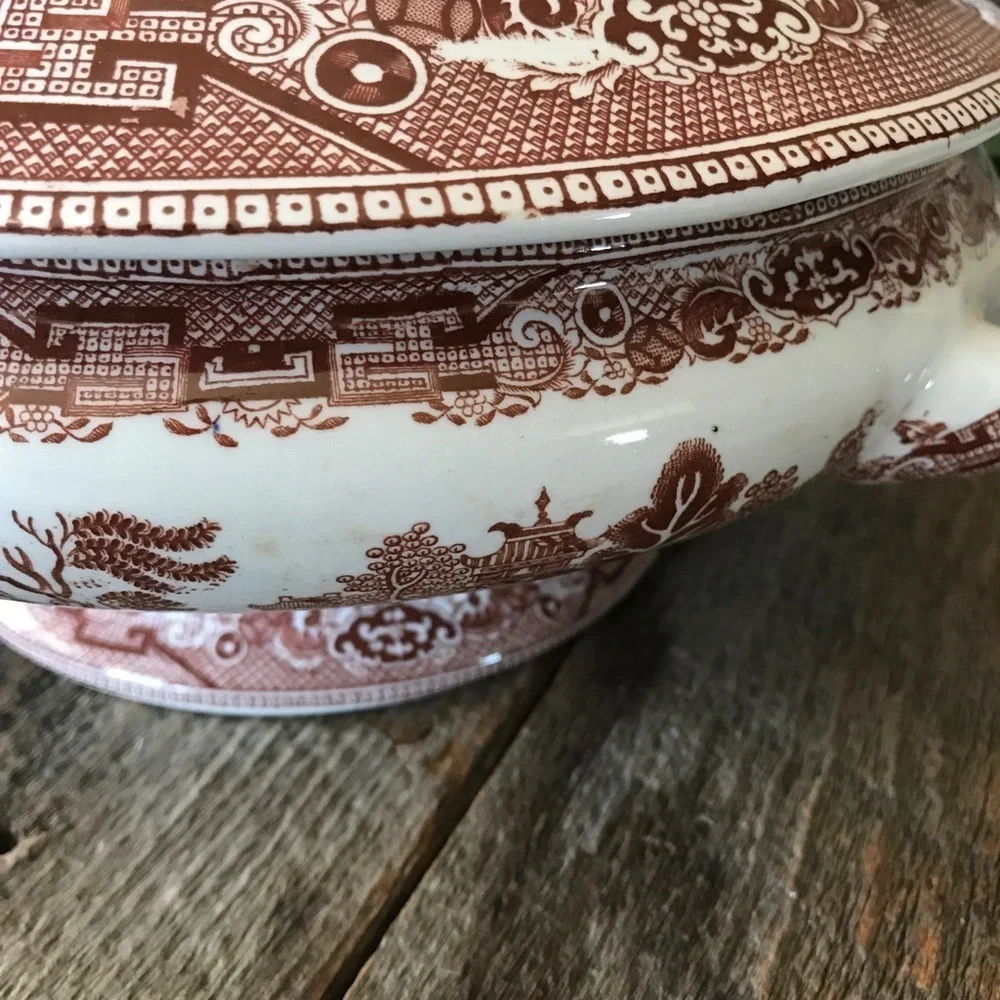 Brown Willowware Soup Tureen